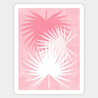 Fan Palm Leaves In Pink Modern Botanical Sticker